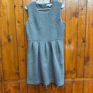 LOFT Gray Quilted Midi Dress
